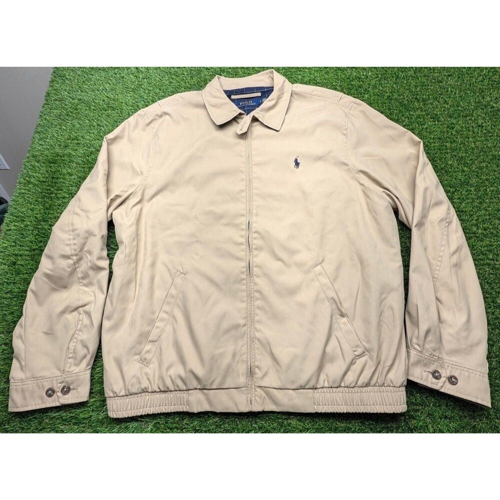 Polo Ralph Lauren Bi-Swing Jacket Tan Full Zip Windbreaker Sz Large